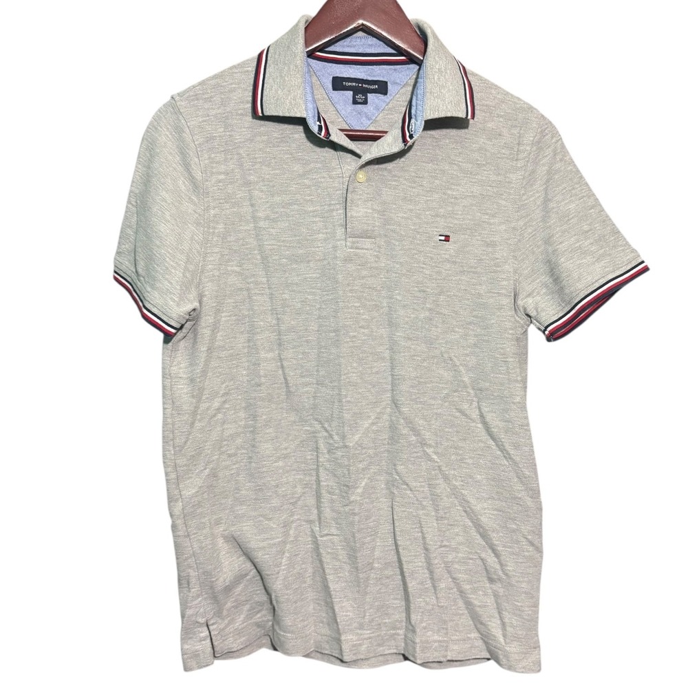 Tommy Hilfiger Shirt Mens XS Gray Short Sleeve Polo Collard Preppy
